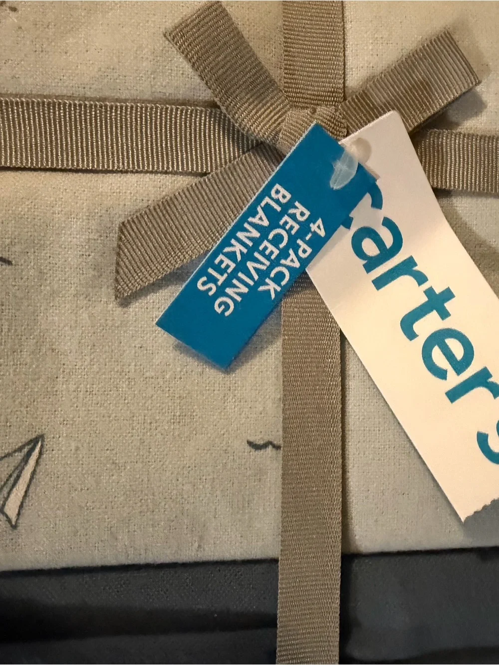 Carter's Baby Boys Blue and Cream 4-Pack Receiving Blankets